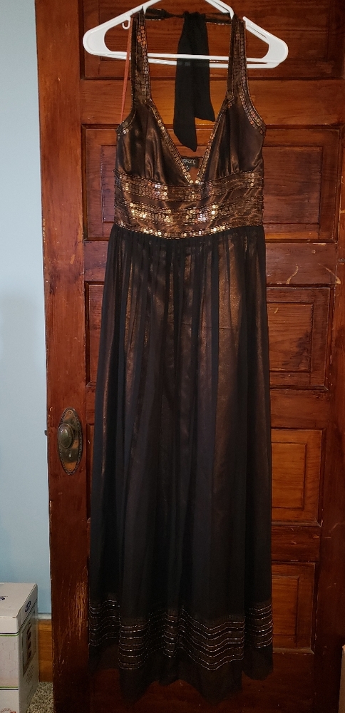Empire cut, full length silk prom dress.